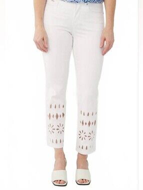 FDJ French Dressing Jeans "Olivia" Straight Eyelet Ankle Jeans Size 4